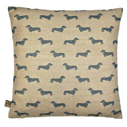 Emily Bond Dachshund Cushion Natural / Blue